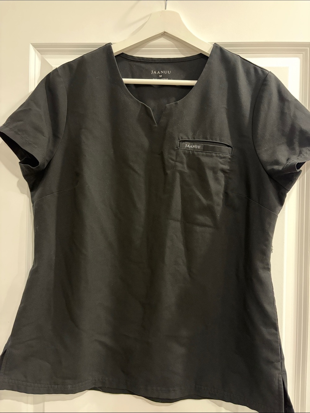 Jaanuu Black Short-Sleeve V-Notch Scrub Top